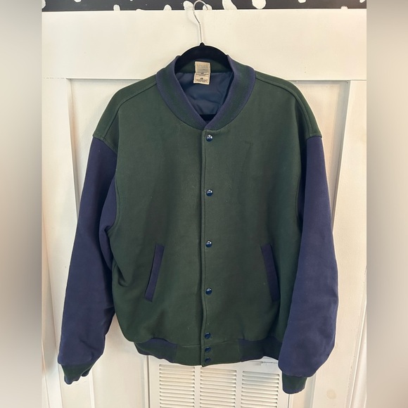 Vintage Fruit of the Loom Green Letterman bomber Varsity Jacket - Picture 1 of 6